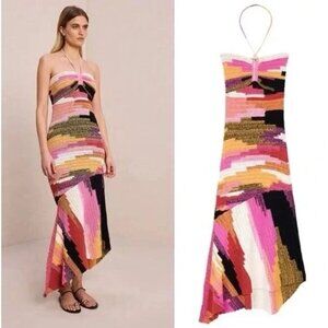 A.L.C. crochet knit nova halter maxi dress in sedona blossom NWT XS